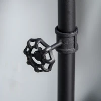 HOMCOM Industrial-Style Steel Clothes Rail w/ Hooks Shelf Wheels Compact Garment Storage Coat Dress Shirts Rustic Brown & Black(m-8)