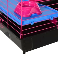 PawHut Dwarf Hamster Metal Cage Guinea Pigs Hutches w/ Tunnels Pink(m-8)