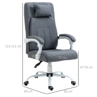 Vinsetto Office Chair w/ Massage Pillow Executive Reclining Ergonomic USB Power Adjustable Height 360° Swivel Base Grey(m-3)