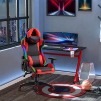 Vinsetto Racing Gaming Chair with RGB LED Light, Lumbar Support, Adjustable Height, Swivel Home Office Computer Recliner High Back Gamer Desk Chair, Black Red(m-1)