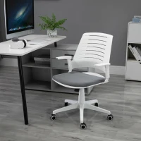 HOMCOM Mid-Back Office Chair Swivel Task Computer Desk Chair for Home w/ Arm, Rolling Wheels, Adjustable Height, Grey(m-9)