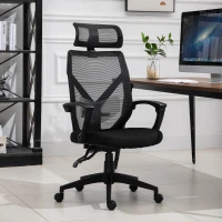 Vinsetto High Back Home Mesh Office Chair Swivel Reclining w/ Lumbar Support Height Adjustable Free Moving Suitable For Working Relaxing Black(m-2)