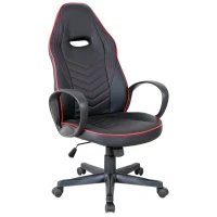 Vinsetto Home Office Faux Leather Executive Chair High Back Desk Gaming Gamer Swivel Chair Adjustable Height, Wheels, Arm, Black Red(m-1)