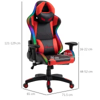 Vinsetto Racing Gaming Chair with RGB LED Light, Lumbar Support, Adjustable Height, Swivel Home Office Computer Recliner High Back Gamer Desk Chair, Black Red(m-3)