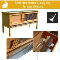 PawHut Guinea Pigs Hutches, 115Lx44.3Wx65H cm, Fir Wood-Yellow/Green(m-6)