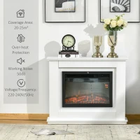 HOMCOM Electric Fireplace Suite with Remote Control, 1kW/2kW Freestanding Fireplace Heater with LED Flame Effect, Overheat Protection, 7-day Programmable Timer(m-6)