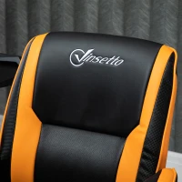 Vinsetto PU Leather Tub Seat Office Chair w/ Yellow Panels Wheels Mid-Back Armrests Ergonomic Comfort Home Office Gaming Black Orange(m-7)