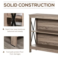 HOMCOM 2-Tier Bookcase Display Shelf Unit w/ Steel Bar Home Furniture Novel Organisation Reading Study Office Bedroom Brown(m-4)