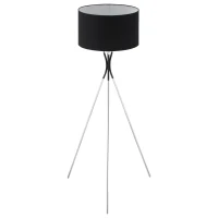 HOMCOM Modern Tripod Floor Lamp, Free Standing Light with Metal Frame, Fabric Lampshade and E27 Base for Living Room, Bedroom, Office, 146cm, Black(m-11)