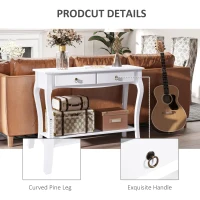 HOMCOM Console Table Modern Sofa Side Desk with Storage Shelves Drawers for Living Room Entryway Bedroom Ivory White(m-6)