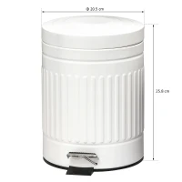 HOMCOM 5L Compact Bin Steel Body Removable Bucket Quiet-Close Lid w/ Pedal Handle Lid Rubbish Trash Can Home Office Bedroom Bathroom Living Room Garbage Tidy Clean White(m-3)