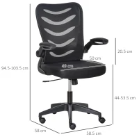 Vinsetto Mesh Office Chair for Home Swivel Task Desk Chair with Lumbar Back Support, Flip-Up Arm, Adjustable Height, Black(m-3)
