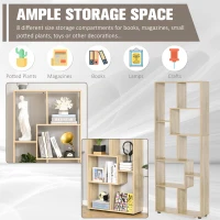 HOMCOM 8-Tier Freestanding Bookcase w/ Melamine Surface Anti-Tipping Foot Pads Home Display Storage Grid Stand Bedroom Living Room Furniture Modern Style - Natural(m-4)