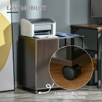 HOMCOM Printer Stand Home Office Mobile Storge File Cabinet Organizer with Castors, Door, Walnut Brown(m-4)