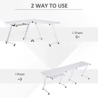 HOMCOM Office Gaming Desk L Shape Straight Corner Table Computer Work Station Laminated Sturdy w/ Keyboard Tray White(m-4)