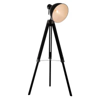 HOMCOM Tripod Floor Lamp, Spotlight Reading Lamp w/ Adjustable Height, Angle, Wood Legs for Living Room, Bedroom, Home, Office, Black and White(m-1)