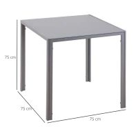 HOMCOM Modern Square Dining Table for 2-4 People, with Glass Top & Metal Legs for Dining Room, Living Room, Grey(m-3)