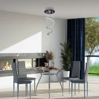 HOMCOM Metal Crystal Ceiling Light Chandelier Elegant Pendant Lamp Living Room Stairway Stairway Spiral Rain Drop Pendant Lamp Silver(m-10)