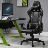 Vinsetto Gaming Office Chair w/ Massage Lumbar Support, Camouflage Panels, 5 Wheels, Adjustable Arms Height, High Back Racing Gamer Recliner, Green(m-2)