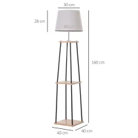 HOMCOM Metal Floor Lamp w/ 2-Tier Shelves Foot Switch Modern Stylish E27 Lampshade Base Functional Duo Design(m-3)