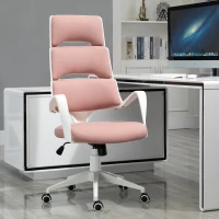 Vinsetto High Back Office Chair Work Executive 360 Swivel w/ 5 Castor Wheels Foam Padding Ergonomic Wide Arms Pink(m-10)