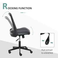 Vinsetto Swivel Mid Back Office Chair Mesh Fabric Computer Home Study Bedroom Conference Armless Leisure Chair with Wheels, Grey(m-6)