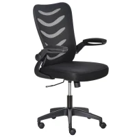 Vinsetto Mesh Office Chair for Home Swivel Task Desk Chair with Lumbar Back Support, Flip-Up Arm, Adjustable Height, Black(m-15)