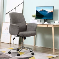Vinsetto Rocking Chair Office Chair Mid Back Executive Adjustable with Wheels Light Grey(m-10)