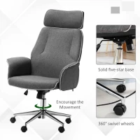 Vinsetto Office Chair Rocking Chair with Wheels Executive Adjustable High Back Grey(m-6)