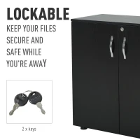 Vinsetto Lockable Office Storage Cabinet 2-Tier Filing Cabinet w/ Feet 2 Keys Melamine Coating Aluminium Handles Home Office Printer Stand Black(m-9)