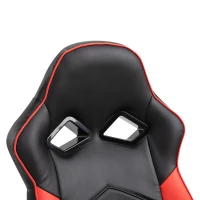 Vinsetto Ergonomic PU Leather Gaming Chair Stylish Red Panel Swivel w/ 5 Wheels Adjustable Height Armrests Home Office Chair Comfortable Black&Red(m-4)