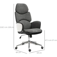 Vinsetto Modern Office Chair Ergonomic Thick Padding High Back Armrests Height Adjustable Rocking w/ 5 Wheels Swivel Home Office Grey White(m-3)