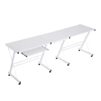 HOMCOM Office Gaming Desk L Shape Straight Corner Table Computer Work Station Laminated Sturdy w/ Keyboard Tray White(m-11)