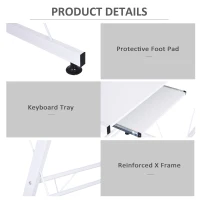 HOMCOM Office Gaming Desk L Shape Straight Corner Table Computer Work Station Laminated Sturdy w/ Keyboard Tray White(m-5)