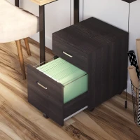 Vinsetto 2-Drawer Locking Office Filing Cabinet w/ 5 Wheels Rolling Storage Hanging Legal Letter Files Cupboard Home Organisation Black Wood Grain(m-1)