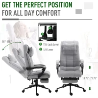 Vinsetto Ergonomic Office Desk Chair Adjustable Height Rolling Swivel w/Armrest Light Grey(m-4)
