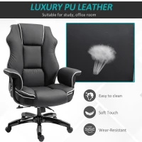 Vinsetto Executive Office Chair, PU Leather High Back Desk Chair with Height Adjustable, Reclining Swivel Computer Chair for Home, Black(m-7)