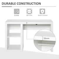 HOMCOM Rectangle Computer Desk Thick Board with Display Shelves Home Office Table Workstation, White(m-7)