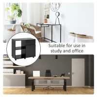 HOMCOM Filing Cabinet, Printer Stand with Open Storage Shelves and Drawer for Home Office, 80cm x 40cm x 73cm, Black(m-6)