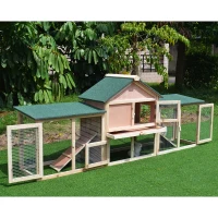 PawHut Guinea Pigs Hutches, 210Lx45.5Wx84.5H cm, Fir Wood-Natural Wood Colour(m-8)