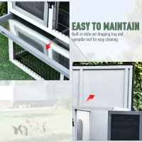 PawHut Small Animal Two-Level Fir Wood Guinea Pigs Hutches Bunny Cage w/ Slide Out Tray Grey(m-5)