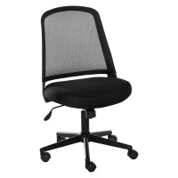 Vinsetto Swivel Mid Back Office Chair Mesh Fabric Computer Home Study Bedroom Conference Armless Leisure Chair with Wheels, Black(m-1)
