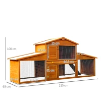 PawHut Small Animal Deluxe XXL Fir Wood 2-Tier Guinea Pigs Hutches Natural Wood Tone(m-3)