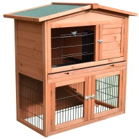 PawHut 2 Tier Rabbit Hutch Guinea Pig Hutch Ferret Cage with Ramp Slide Out Tray for Indoor Outdoor 100.5 x 55 x 101 cm(m-8)
