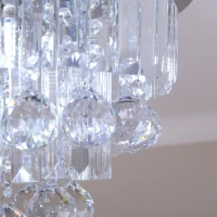 HOMCOM Round Crystal Lamp Chandelier Ceiling Mount Fixture For Living Room Dining Room Hallway Modern (7 Light), Ф35 x 24cm(m-9)