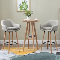 HOMCOM Round Cocktail Bar Table Dinning Table with Wood Legs for Pub, Dining Room, Kitchen & Home bar(m-2)