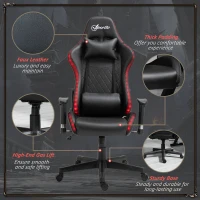 Vinsetto Gaming Chair with RGB LED Light, 2D Arm, Lumbar Support, Height Adjustable Swivel Office Computer Recliner, Racing Gamer Desk Chair for Home, Black(m-9)