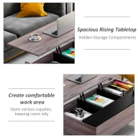 HOMCOM Lift-Top Coffee Table with storage, 100x 65 x 39cm Grey(m-5)