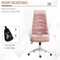 Vinsetto High Back Office Chair Work Executive 360 Swivel w/ 5 Castor Wheels Foam Padding Ergonomic Wide Arms Pink(m-4)