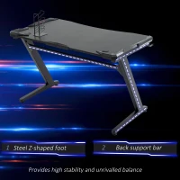 HOMCOM 122 x 66 cm Racing Gaming Desk, Computer Table with Cup Holder and Headphone Hook, Black(m-6)